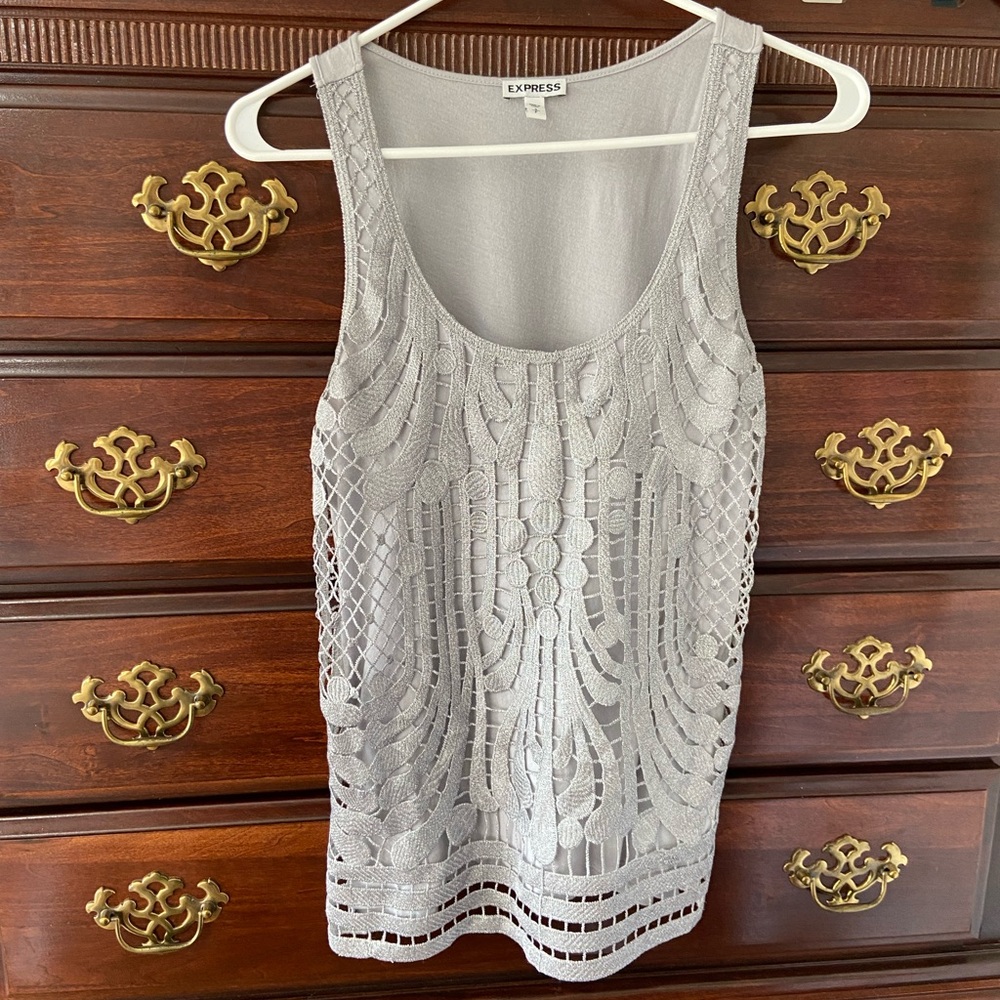 Express Silver Lace Tank Top